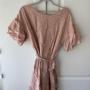 Fate Blush Pink Floral Belted Midi Dress